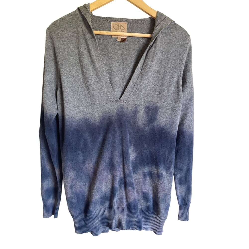 CHASER Size Medium 100% Cotton Gray Tie Dye Hoodie Sweater